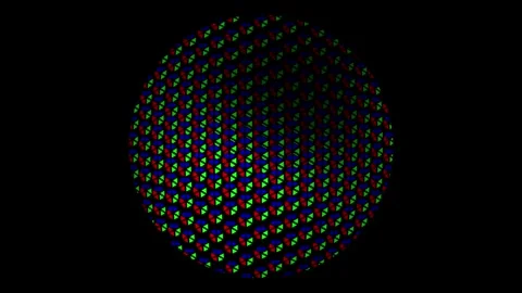 Abstract 3D rotating oval shape with RGB geometric pattern on black background Stock Footage 332069239