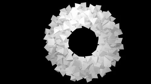 Abstract 3D rotating triangle tube in white on a black background Video stock 109796900