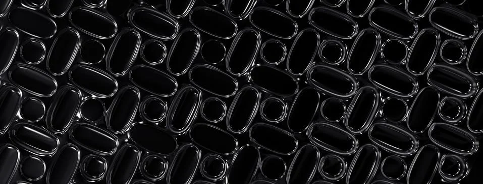 Abstract 3D Round Shiny Pattern Banner Black plastic Stock Illustration