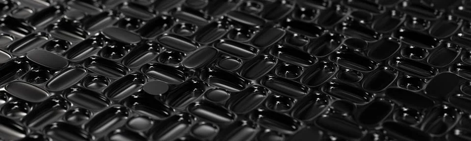Abstract 3D Round Shiny Pattern Wide Macro Black plastic イラスト素材