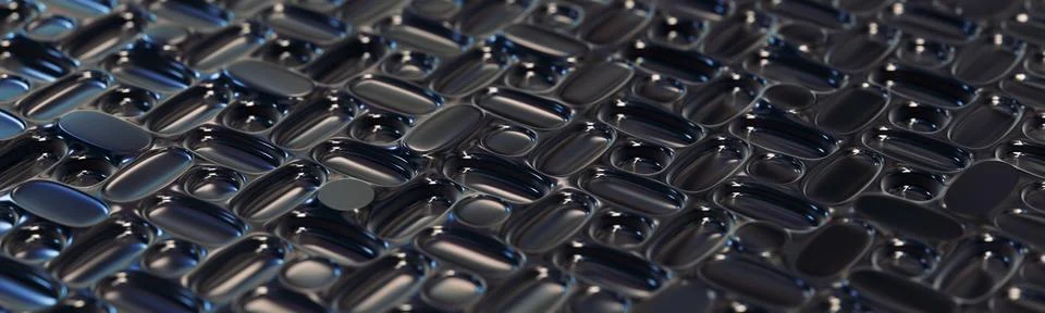 Abstract 3D Round Shiny Pattern Wide Macro black blue plastic 스톡 일러스트