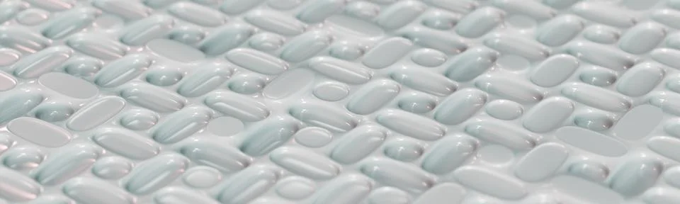 Abstract 3D Round Shiny Pattern Wide Macro white plastic Illustrazione stock