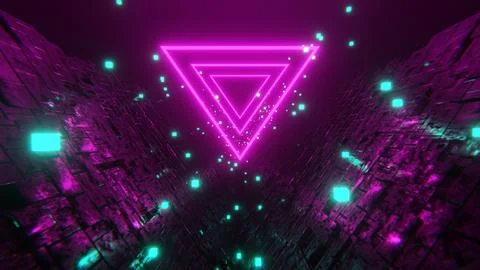 Abstract 3D sci-fi background. Vaporwave videogame retro vibes wallpaper. Stock Illustration