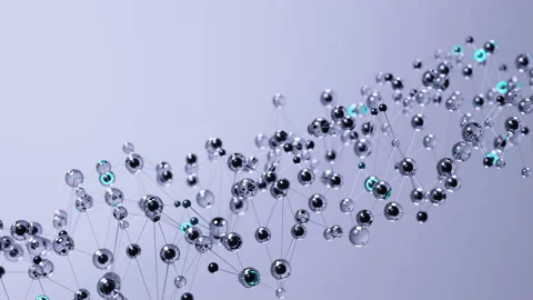 Abstract 3D scientific illustration background molecular glass beads blue Stock Footage 233688334