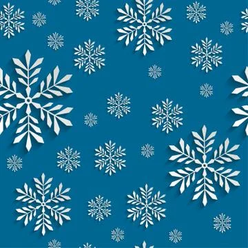 Abstract 3d Seamless Pattern with Snowflakes Stock Illustration