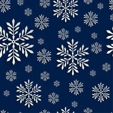 Abstract 3d Seamless Pattern with Snowflakes Stock Illustration
