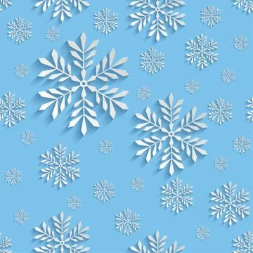 Abstract 3d Seamless Pattern with Snowflakes Stock Illustration