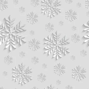 Abstract 3d Seamless Pattern with Snowflakes Stock Illustration