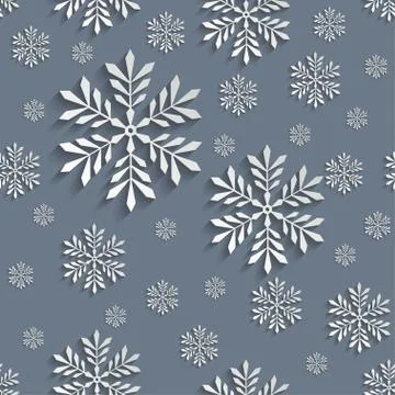 Abstract 3d Seamless Pattern with Snowflakes Stock Illustration