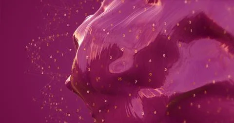 Abstract 3D Shape With Digital Numbers Illustrazione stock