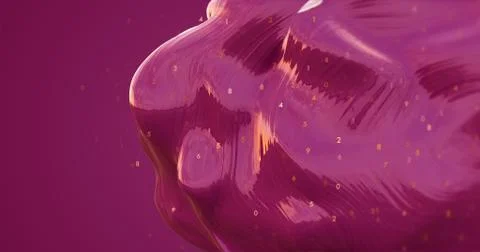 Abstract 3D Shape With Digital Numbers 库存插图