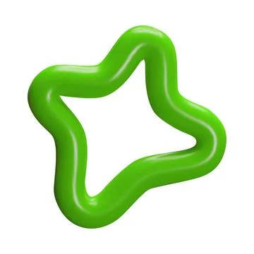 Abstract 3D shape, green star. Plastic geometric figure. Illustrazione stock