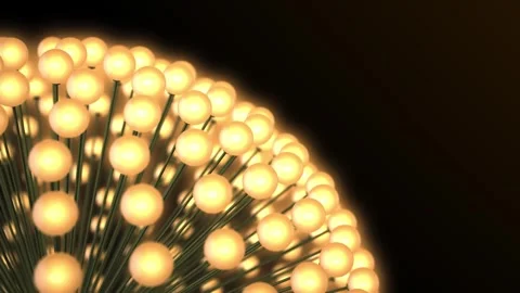 Abstract 3D shape made of glowing orange yellow spheres on a dark background Stock Footage 254078799