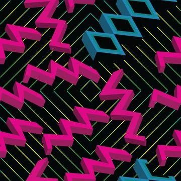 Abstract 3d shape over background with lines seamless pattern Stock Illustration