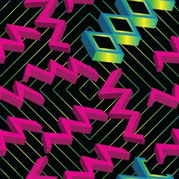 Abstract 3d shape over background with lines seamless pattern Stock Illustration