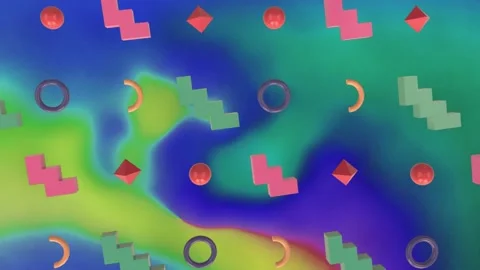 Abstract 3d shapes floating over yellow,... | Stock Video | Pond5