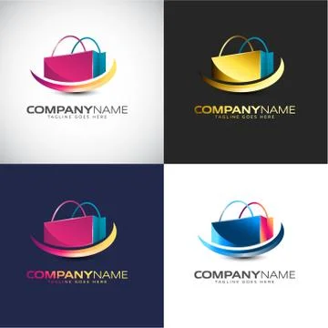 Abstract 3D Shopping logo Template for your Company Brand Stock Illustration