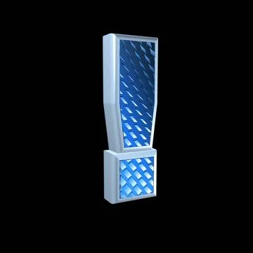 Abstract 3d sign with blue pattern texture - exclamation point abstract 3d... Stock Photos