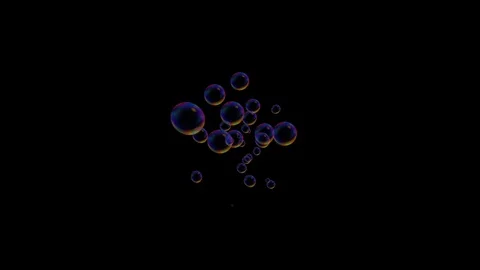 Abstract 3d soap bubble background. Bunch of soap bubble generating in dark Stock Footage 122830530
