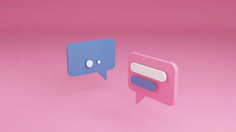 Abstract 3D social media chat bubbles in vibrant Pink and Blue Stock Footage 338251626