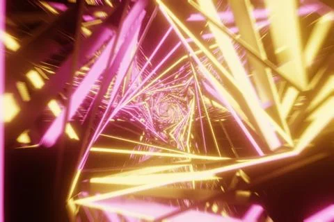 Abstract 3D space background Sci-Fi with a perspective of tunnel triangles ne Stock Illustration