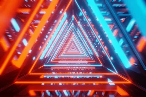 Abstract 3D space background Sci-Fi with a perspective of tunnel triangles ne Stock Illustration