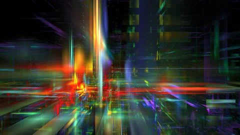 Abstract 3d space, design elements. Digital technologies and data centers. Bu 스톡 일러스트