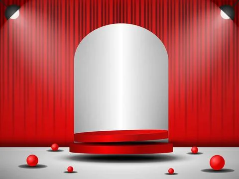 Abstract 3D space, realistic cylindrical podium with arch shape background... Ilustración de archivo