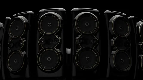 Abstract 3D Speaker Carousel Spinning Loop Stock Footage 250644512