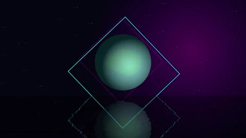 Abstract 3D sphere animation with glowing geometric frames Stock Footage 345344976