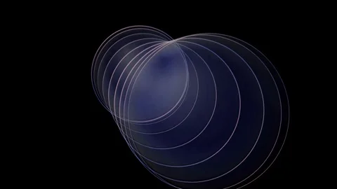 Abstract 3D Sphere Animation with Orbiting Rings Stock Footage 343411486