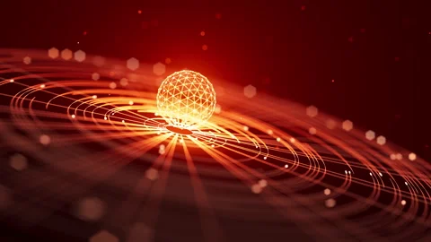 Abstract 3D sphere with bright lines and light particles. Looping animation. Stock Footage 315972517