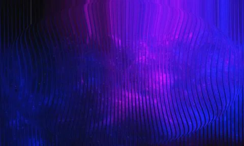 Abstract 3D Sphere with Dark Cosmic Nebula and Neon Purple Glow Stock Illustration