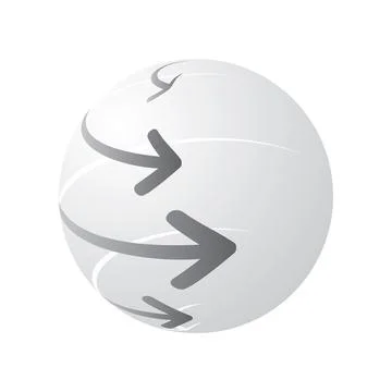 An abstract 3d sphere design with directional arrows sweeping across its su.. Stock Illustration