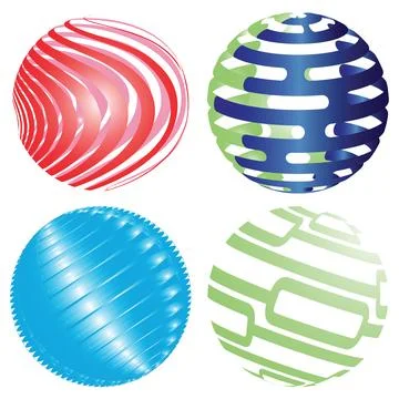 Abstract 3D Sphere Design Set Modern Colorful Globe Pattern Collection Stock-Illustration