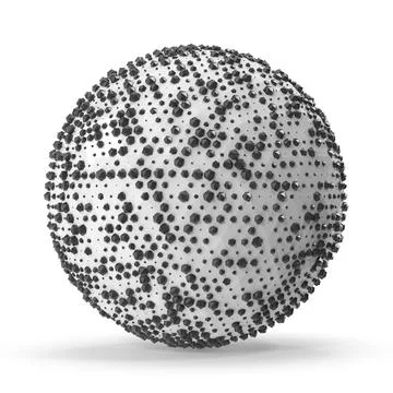 Abstract 3D Sphere with Dotted Geometric Surface Stock Illustration