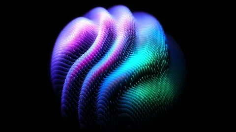 Abstract 3D sphere with dynamic wave surface inspired by sound waves Stock Footage 329365657