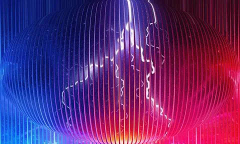 Abstract 3D Sphere with Electric Lightning Strikes and Neon Red-Blue Glow 스톡 일러스트