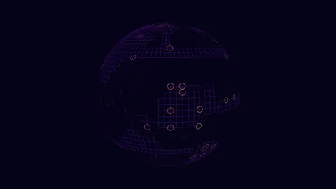 Abstract 3d sphere with grid pattern and circle elements Stock Footage 279584494
