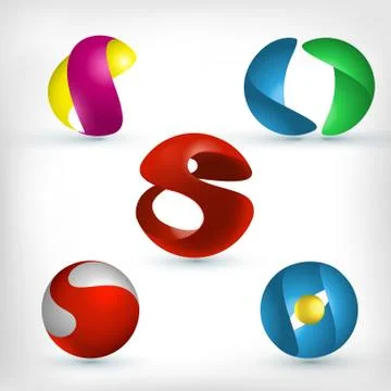 Abstract 3d sphere icons set 스톡 일러스트
