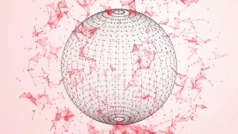 Abstract 3d sphere. Mesh with dots and lines motion. 3d . Seamless loop. 4K Stock Footage 167831388