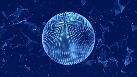 Abstract 3d sphere. Mesh with dots and lines motion. 3d . Seamless loop. 4K Stock Footage 167831530