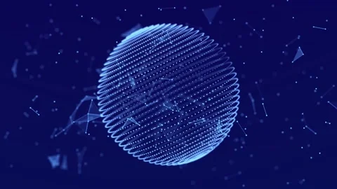 Abstract 3d sphere. Mesh with dots and lines motion. 3d . Seamless loop. 4K Stock Footage 168126553