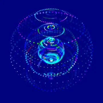 Abstract 3d sphere. Sphere with twist lines. Glowing lines twisting. Outer sp イラスト素材