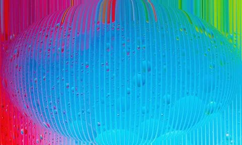 Abstract 3D sphere with vibrant rainbow gradients and water droplets textur.. 스톡 일러스트