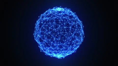 Abstract 3d sphere visualizing digital network connections. Global network 動画素材 339802006