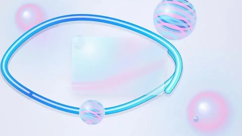 Abstract 3d spheres floating around futuristic frame with soft glowing lights Stock Footage 348335897