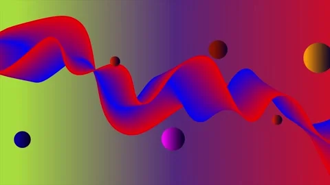 Abstract 3D spheres floating in colorful wavy background Stock Footage 333782279