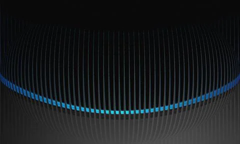 Abstract 3D Spherical Background with Vertical Ribbed Texture and Glowing B.. 스톡 일러스트