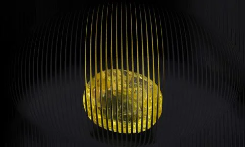 Abstract 3D spherical lens distortion of yellow gemstone through vertical b.. Stock Photos